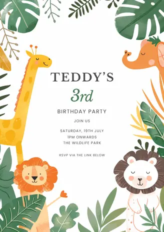 Jungle party invitation