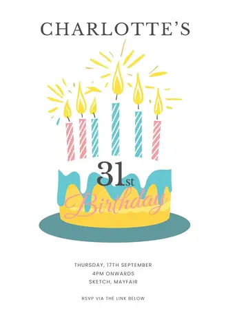 Minimal birthday cake invitation