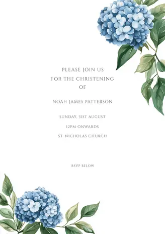 Blue floral invitation