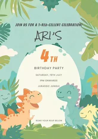 Dino egg invitation