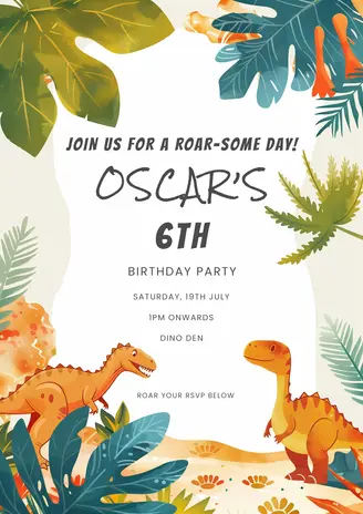 Dinosaur adventure invitation