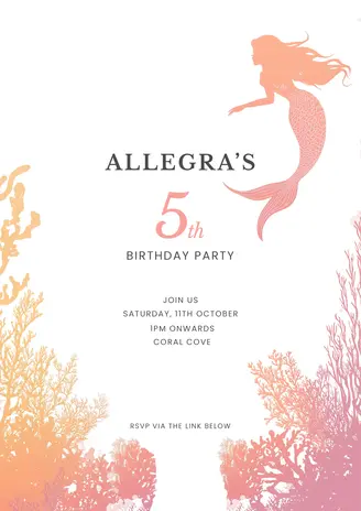 Mermaid coral invitation