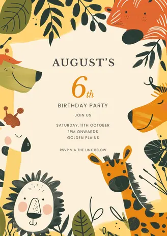 Safari celebration invitation